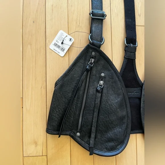 Free People Olympia Leather Vest in Washed Black - Picture 3 of 10